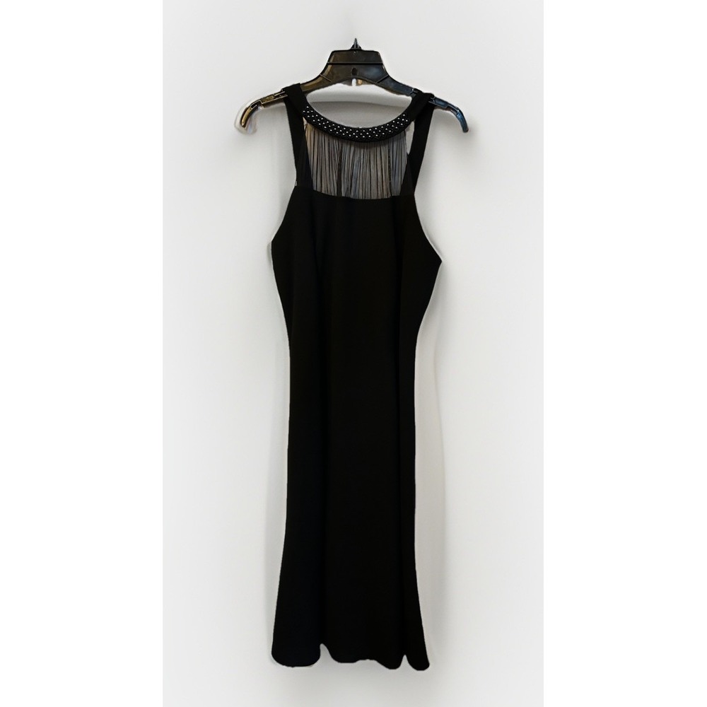 Evan Picone Women's Dress Size 12 Black Beaded Neck Draped Back Evening Cocktail